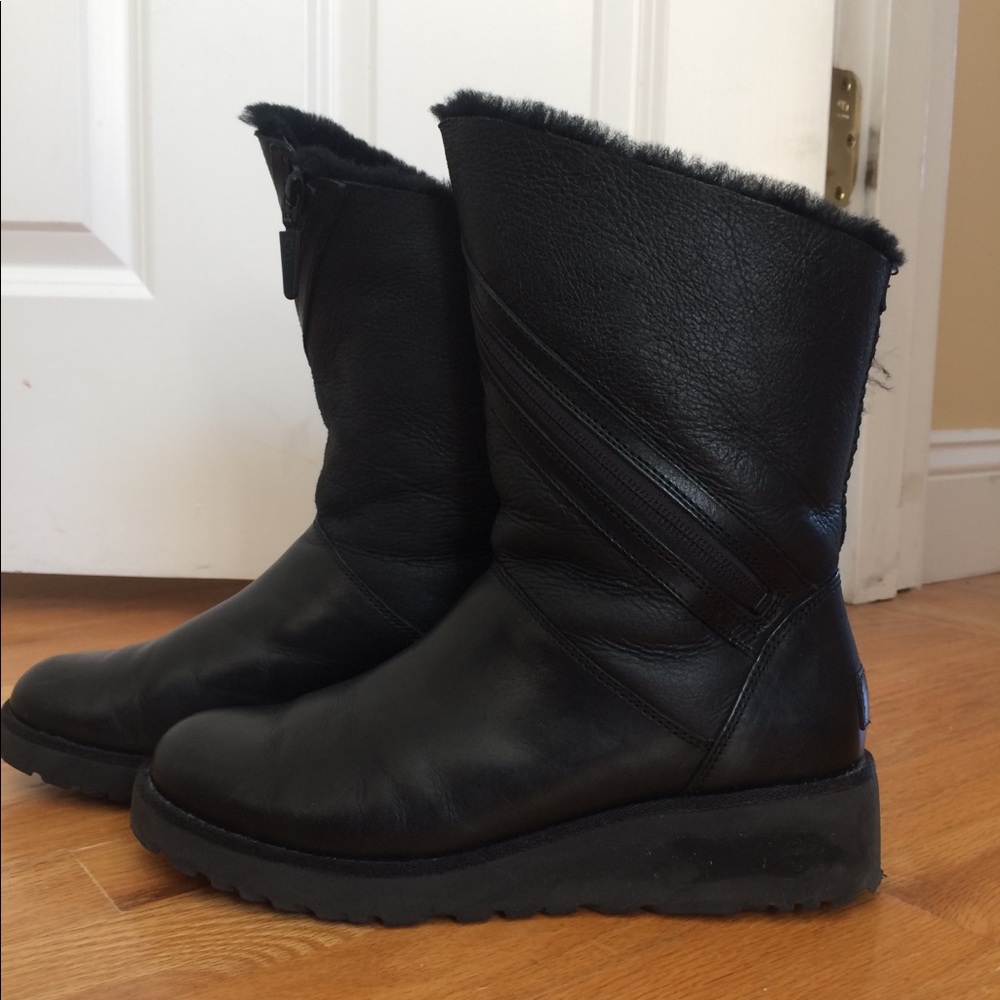 UGG soft black leather boots